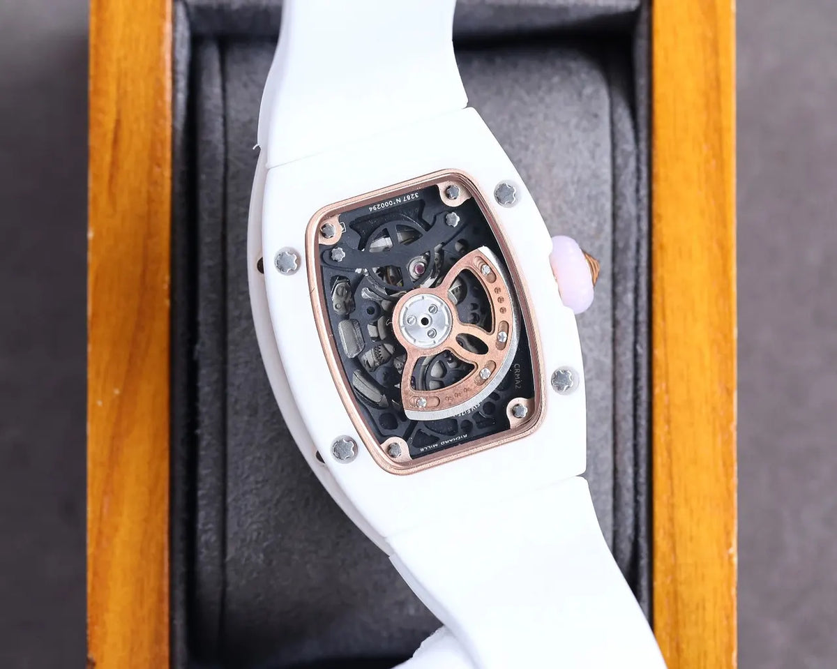 Diamond White Rubber Watch - Hình 5