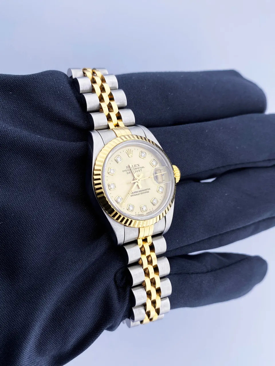 datejust gold Rolex Two-Tone Diamond Champagne - Hình 4