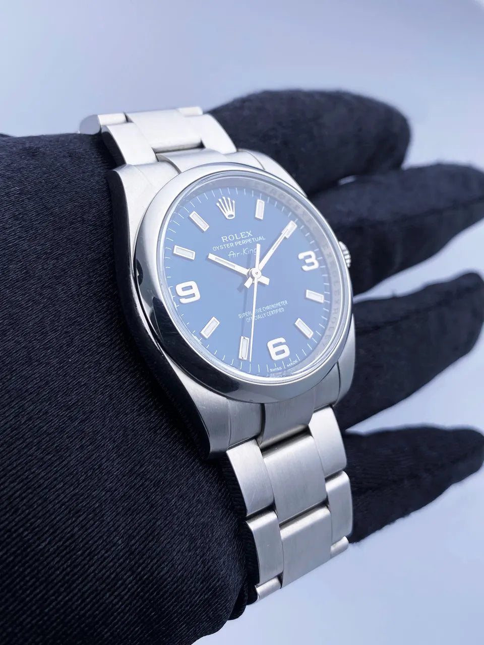 steel Rolex Air-King Blue Dial - Hình 3