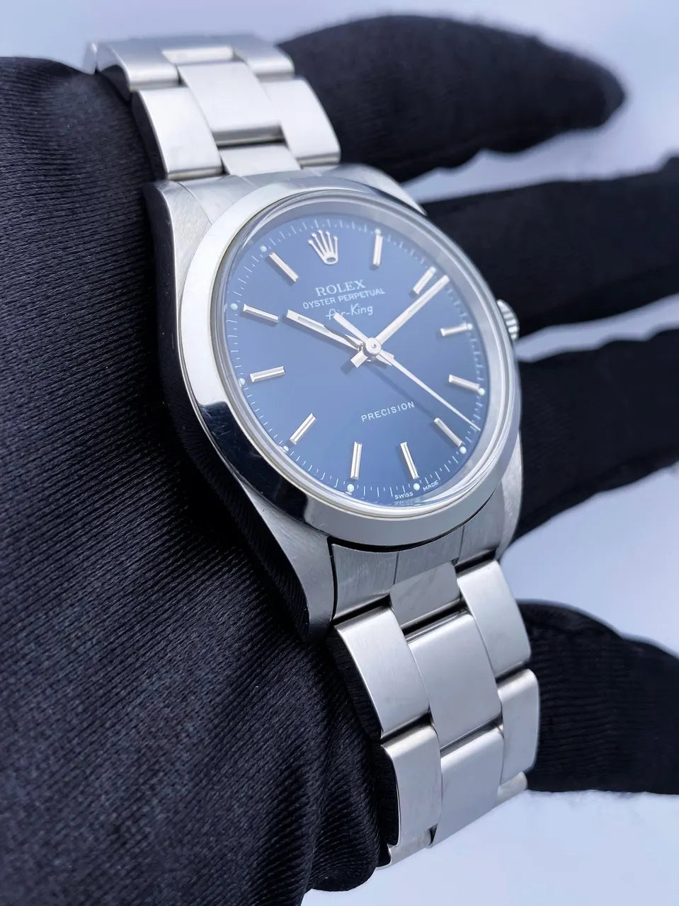 stainless Rolex Air-King Blue Dial - Hình 4