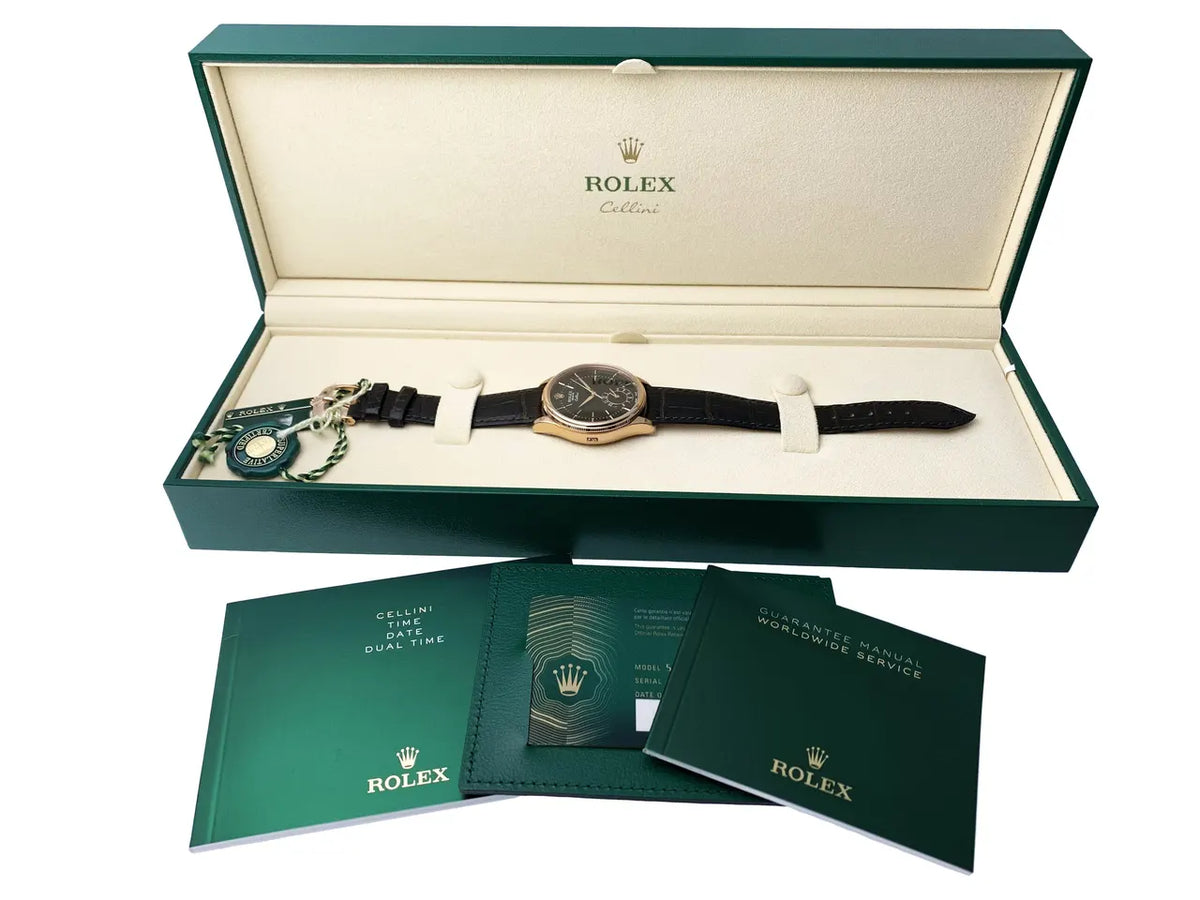 dial Rolex Cellini Black Rose Gold - Hình 2