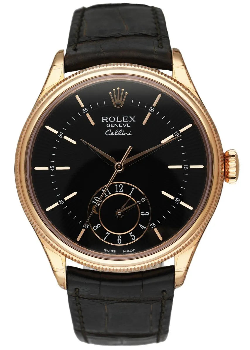 dial Rolex Cellini Black Rose Gold
