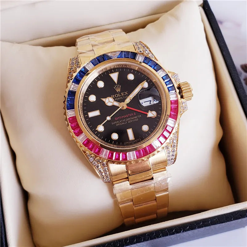Rolex Gold Ruby Sapphire Bezel - Hình 4