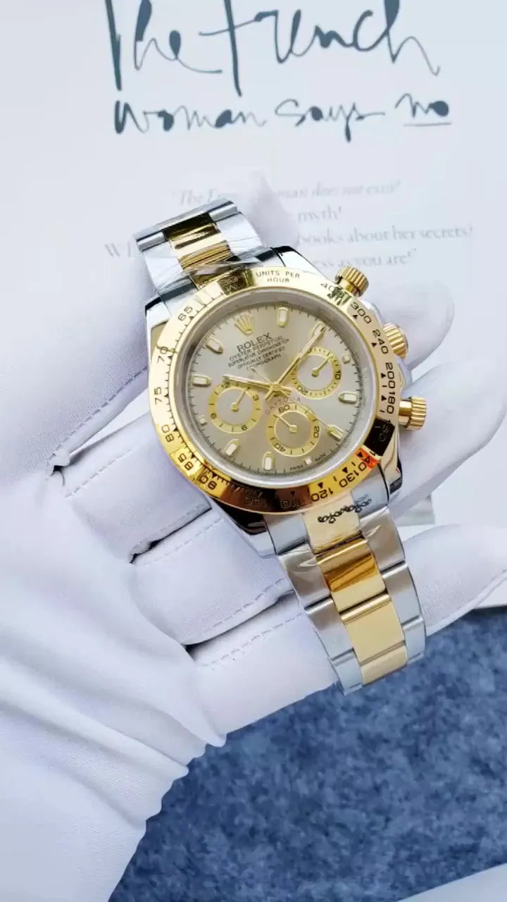 steel Rolex Daytona Two-Tone Gold Dial