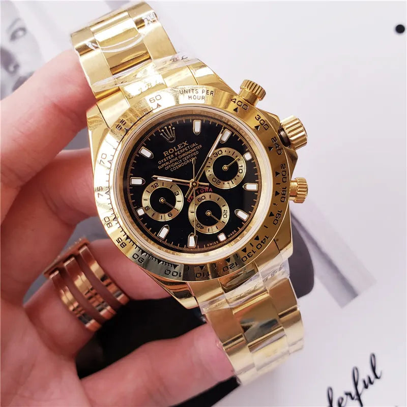 Rolex Daytona Full Gold Black - Hình 4