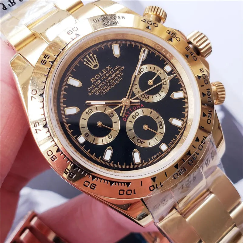 Rolex Daytona Full Gold Black - Hình 3