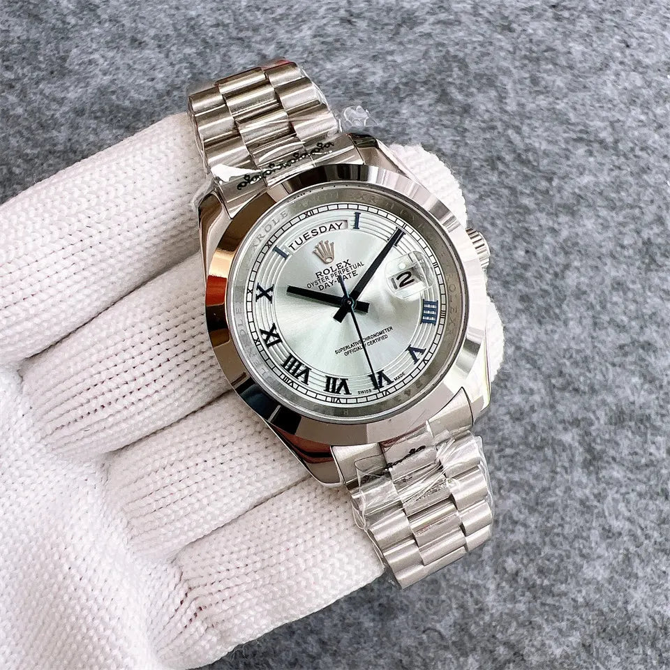 stainless Rolex Day-Date Silver Dial