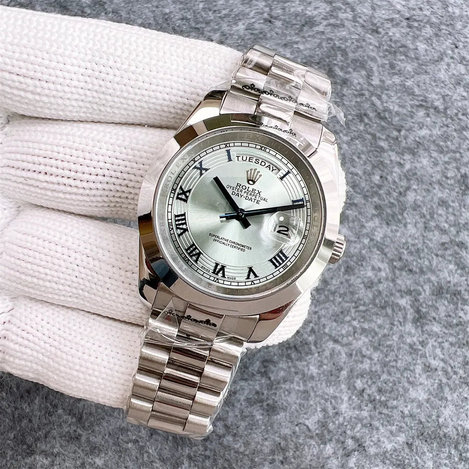 stainless Rolex Day-Date Silver Dial - Hình 3