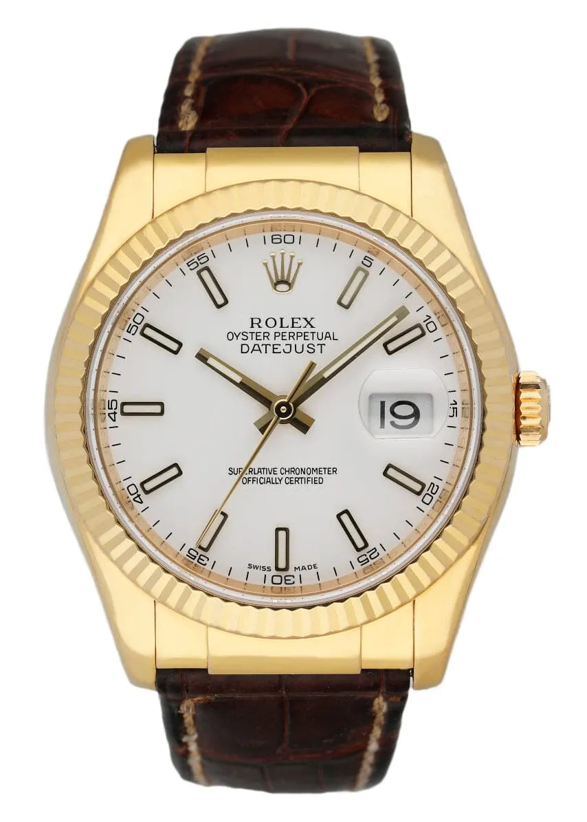 Rolex Gold White Datejust Leather