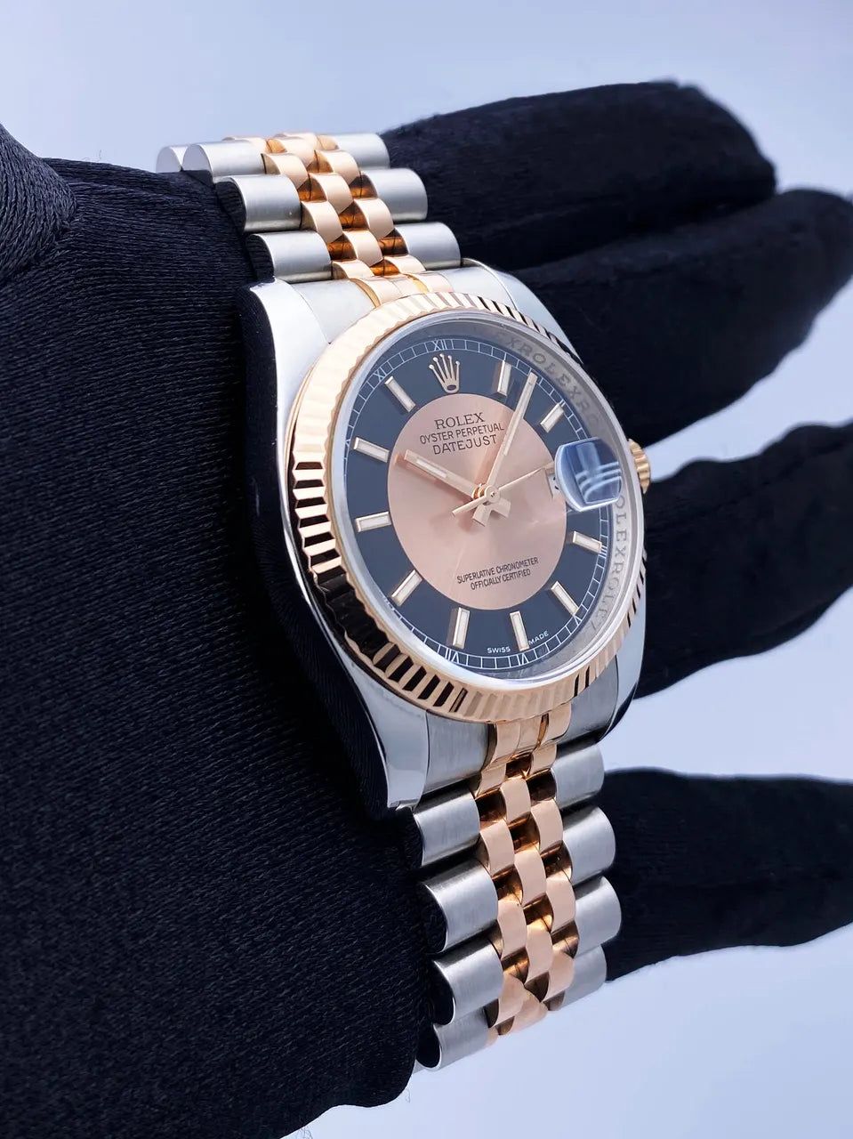 Rolex Rose Gold Black Dial - Hình 3
