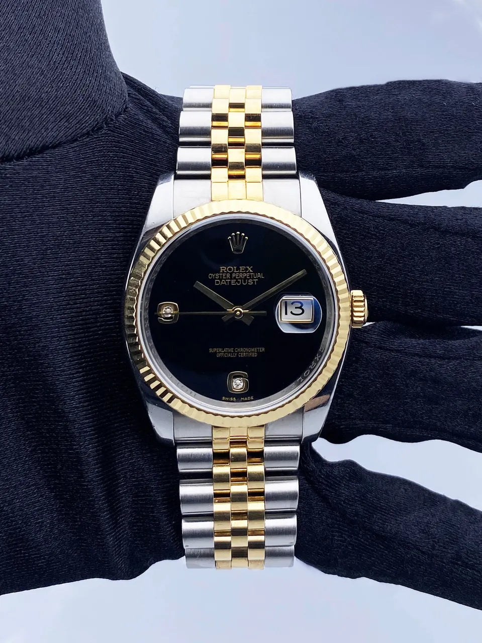 datejust Rolex Two-Tone Black Diamond - Hình 2
