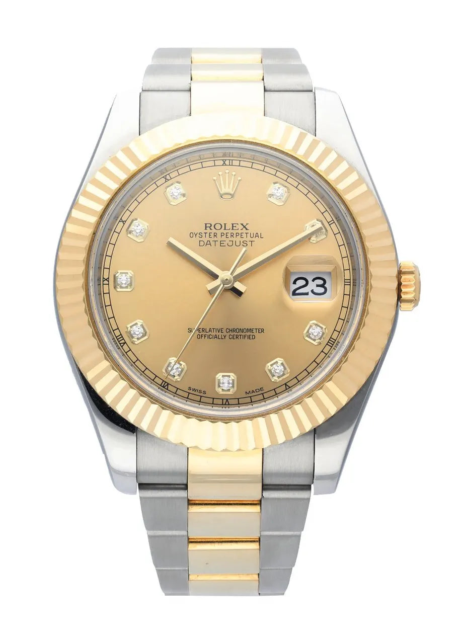 two Rolex Gold Dial Diamond Datejust