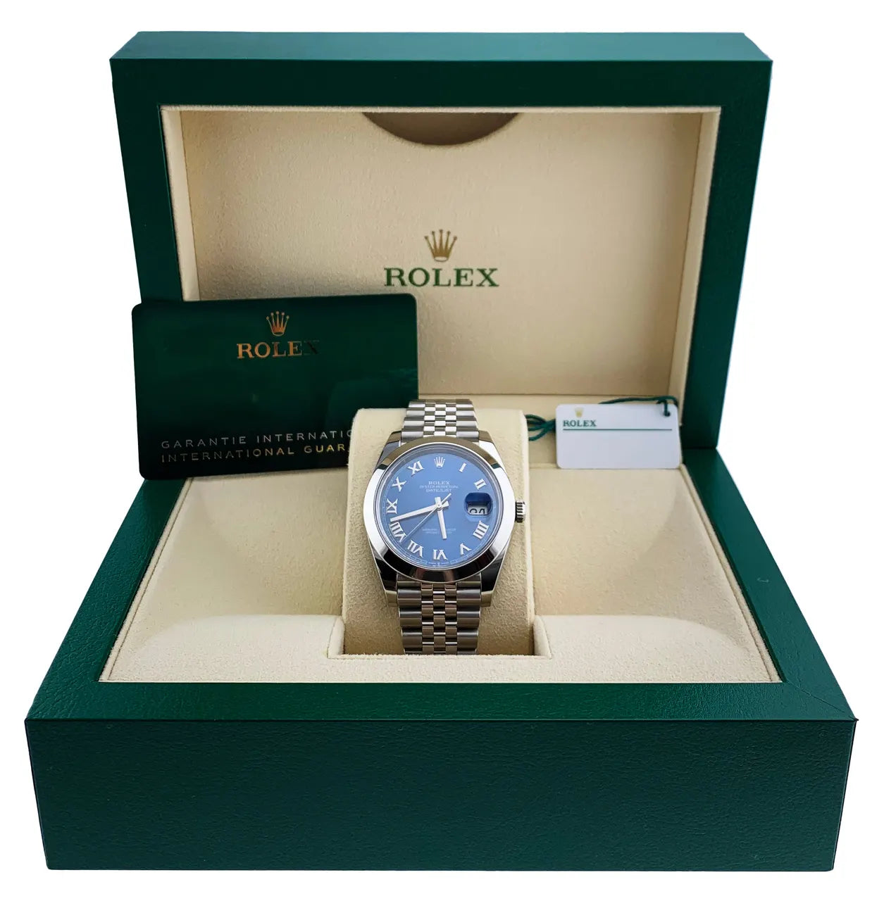 stainless Rolex Datejust Blue Roman Dial
