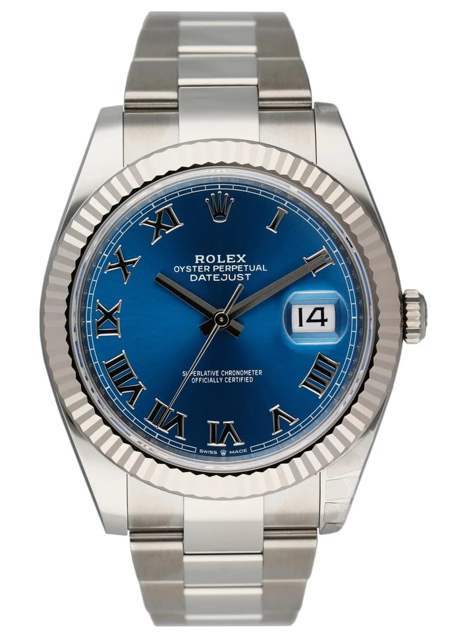 stainless Rolex Datejust Blue Roman