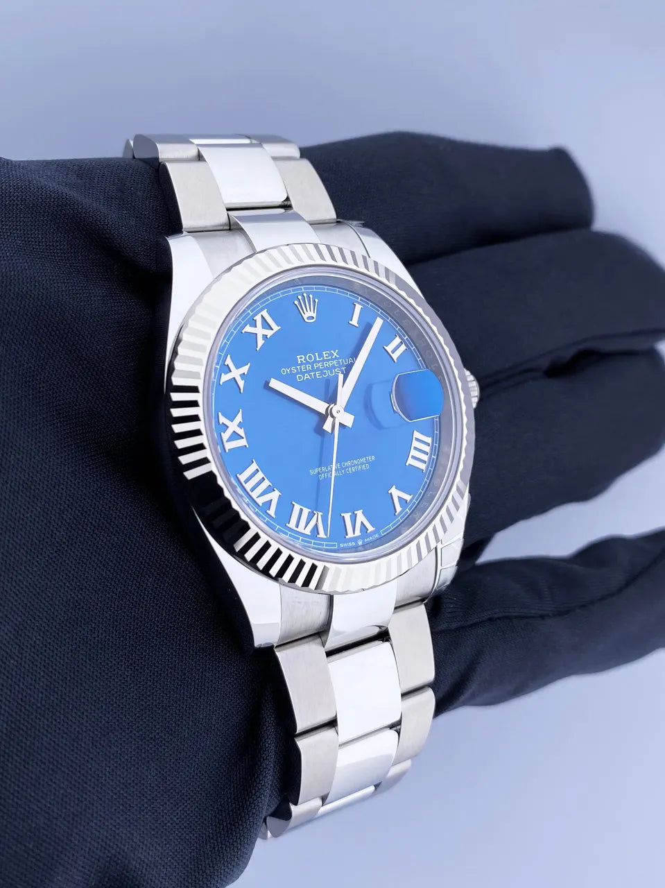 stainless Rolex Datejust Blue Roman - Hình 3