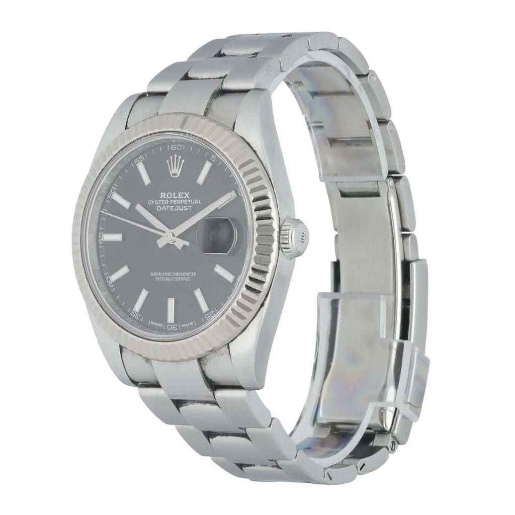 bezel Rolex Datejust Black Dial Fluted