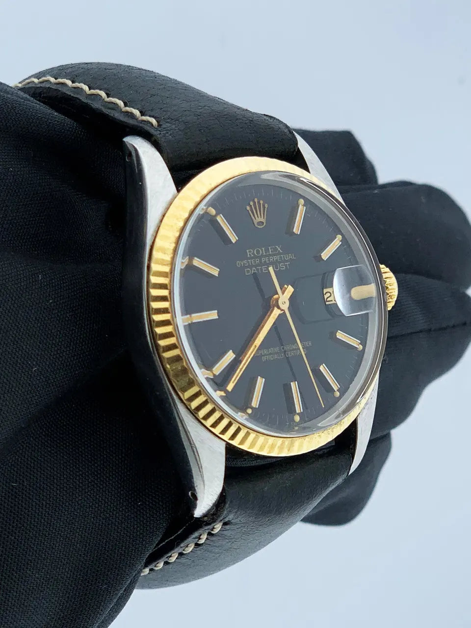 Rolex Black Dial Leather - Hình 4