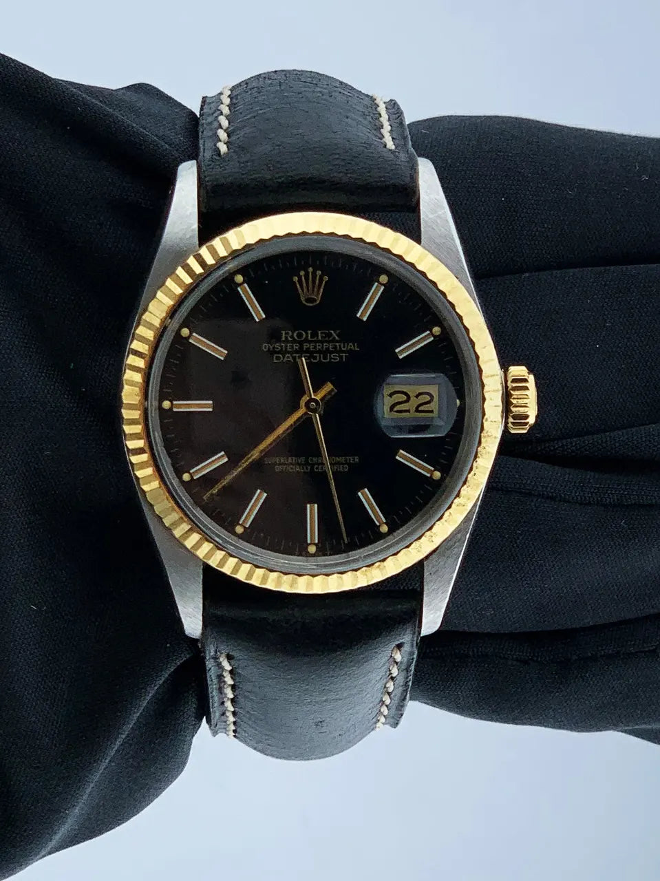 Rolex Black Dial Leather - Hình 2