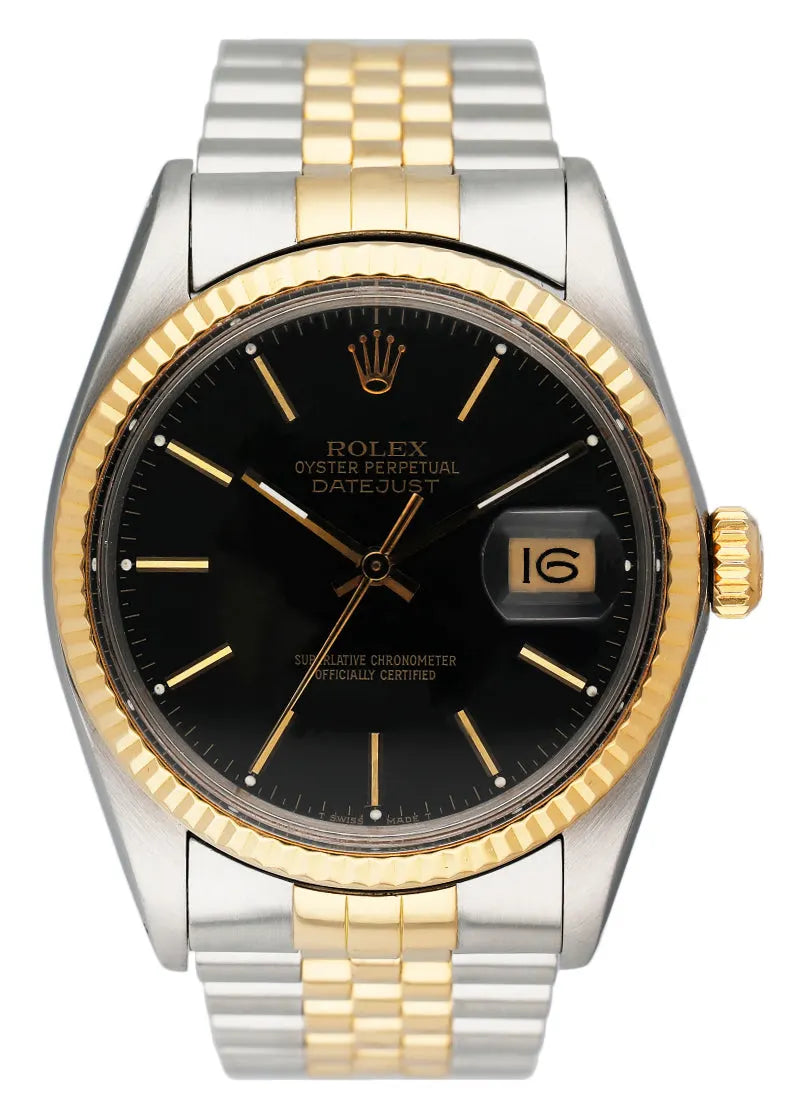 steel Rolex Datejust Black Dial Two-Tone