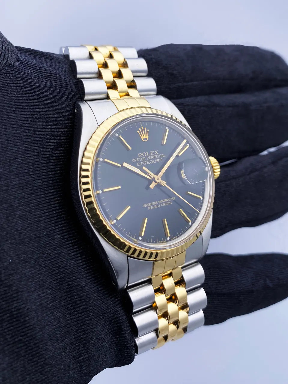 steel Rolex Datejust Black Dial Two-Tone - Hình 4