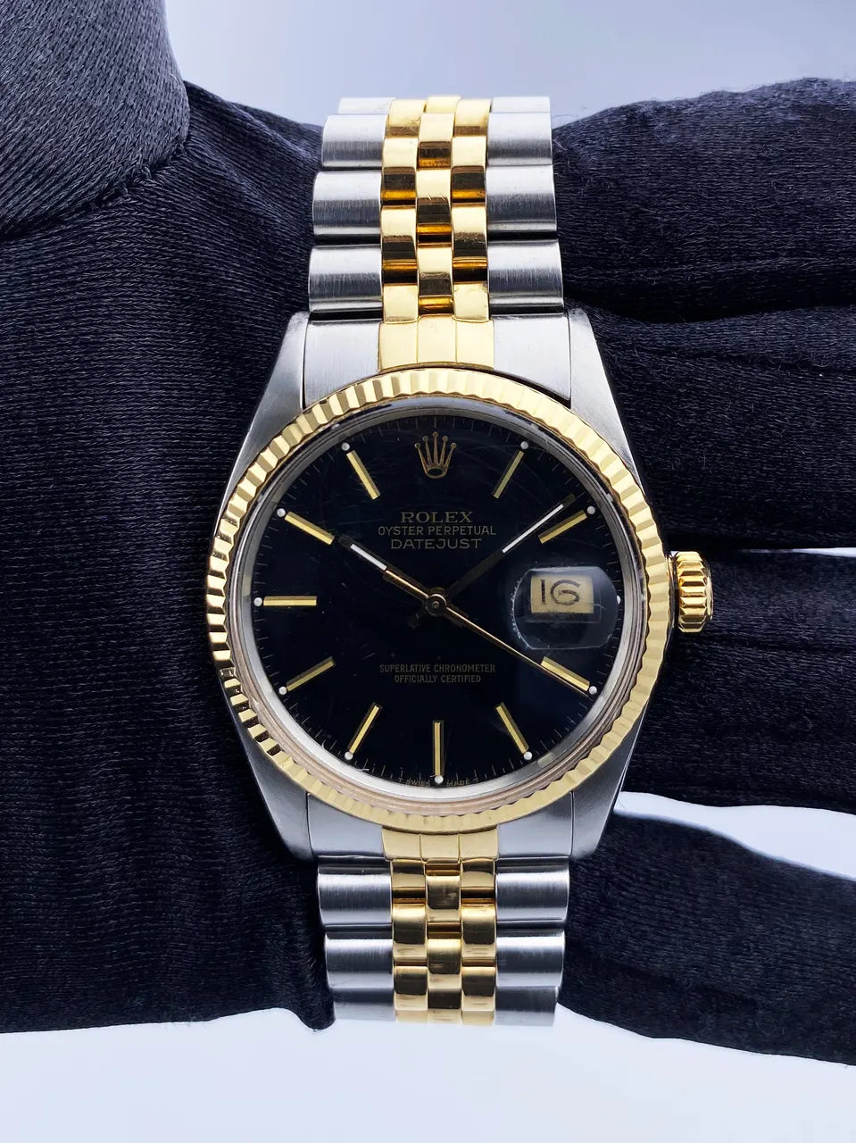 steel Rolex Datejust Black Dial Two-Tone - Hình 3