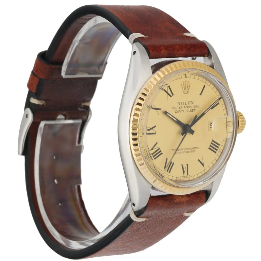Rolex Vintage Gold Leather - Hình 2