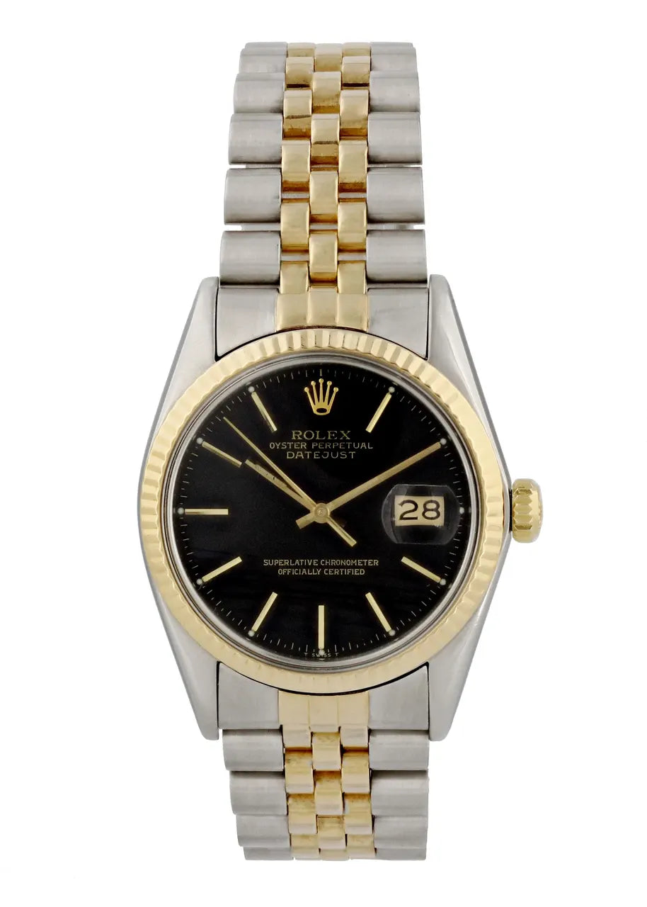 Rolex Black Dial Gold Bezel