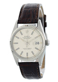 datejust Rolex Silver Dial Leather