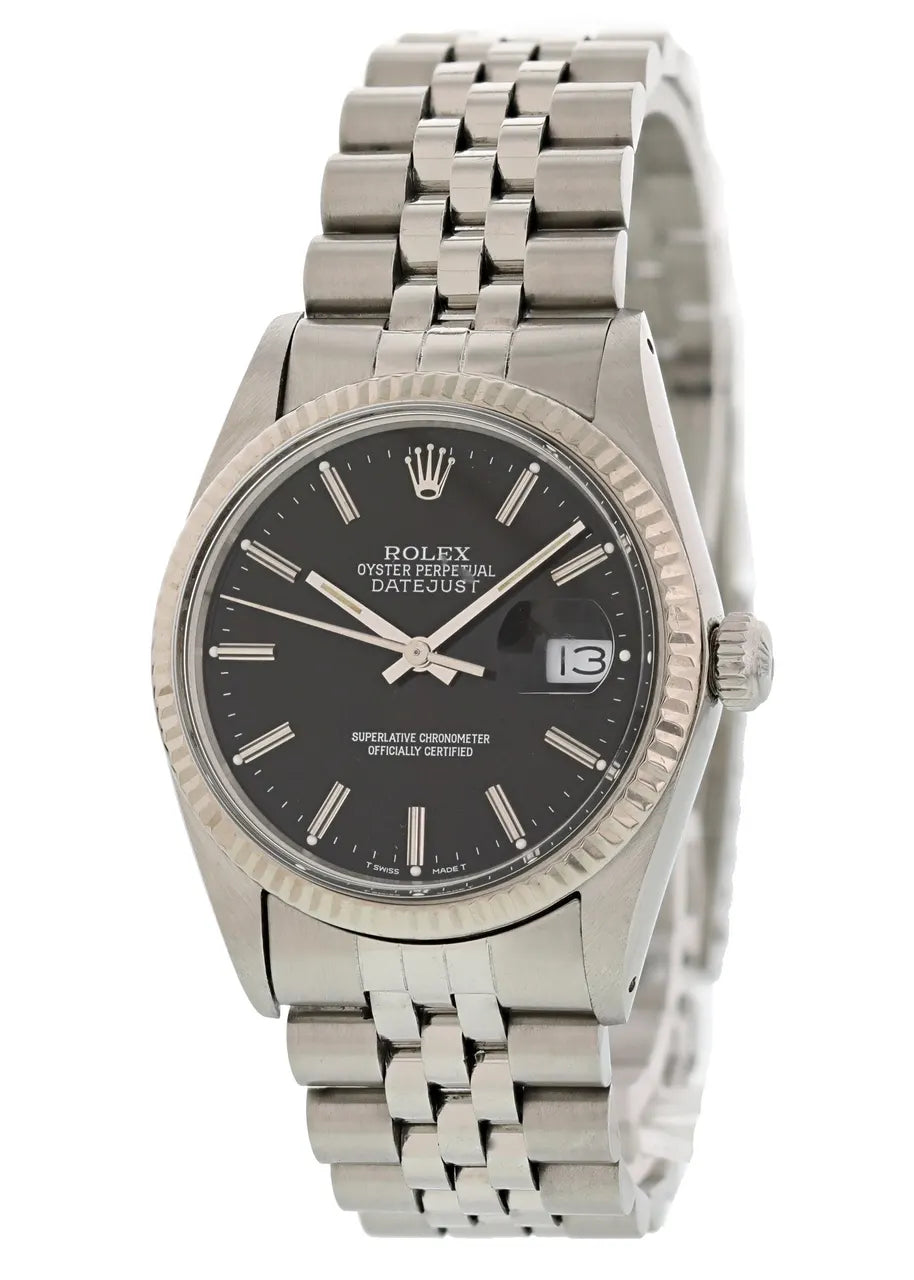 fluted Rolex Datejust Steel Black Dial - Hình 2