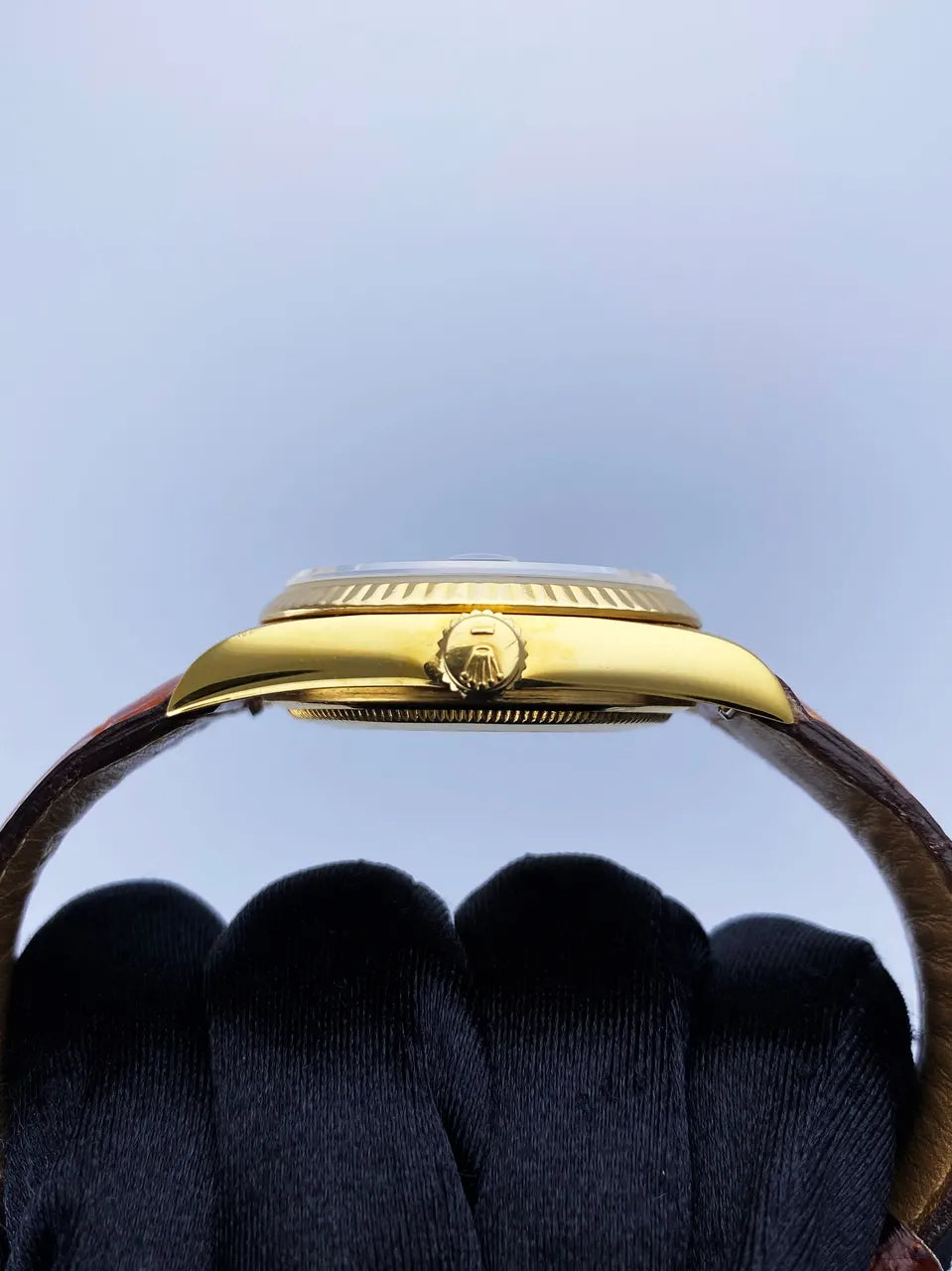 datejust Rolex Gold Blue Diamond Leather - Hình 3