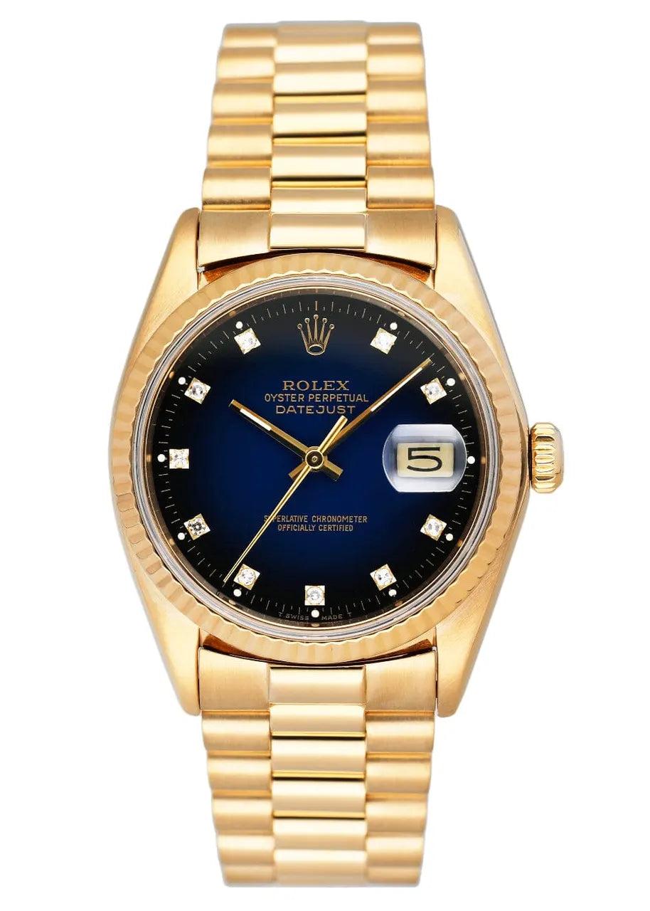 Rolex Gold Diamond Blue Dial