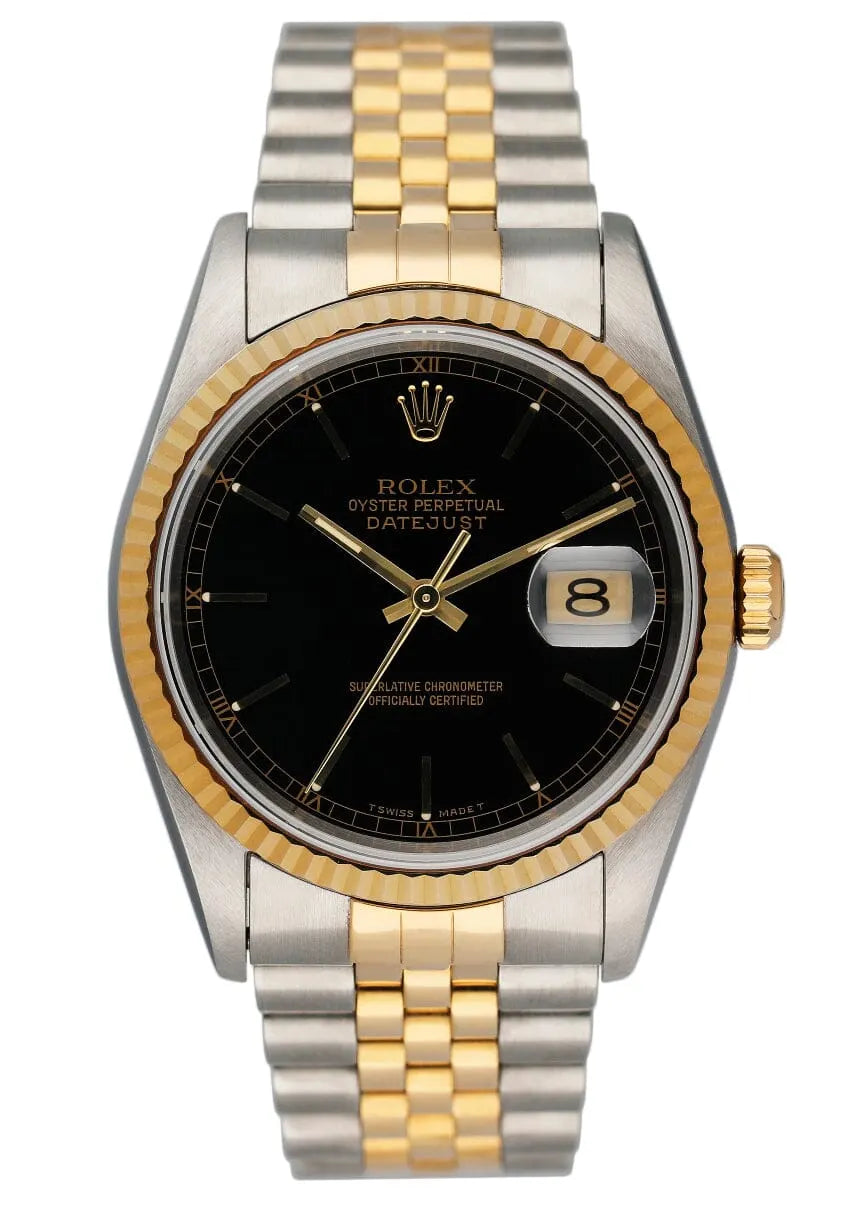 two tone Rolex Datejust Black Dial - Hình 9