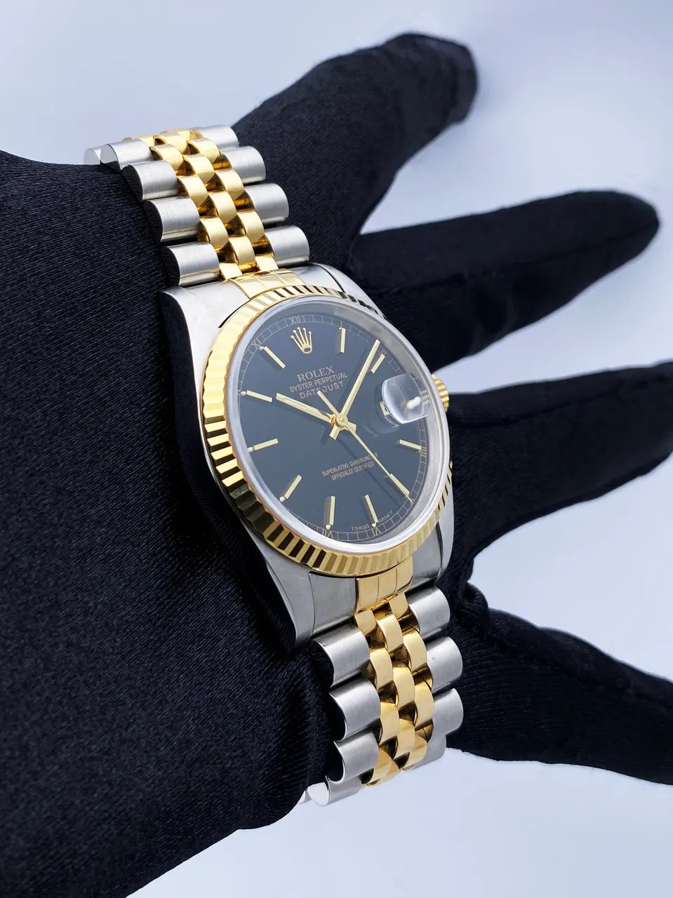 two tone Rolex Datejust Black Dial - Hình 3