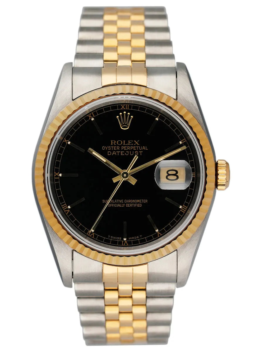 two tone Rolex Datejust Black Dial