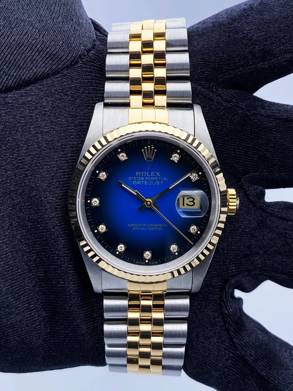 Rolex Blue Diamond Datejust Two-Tone - Hình 2