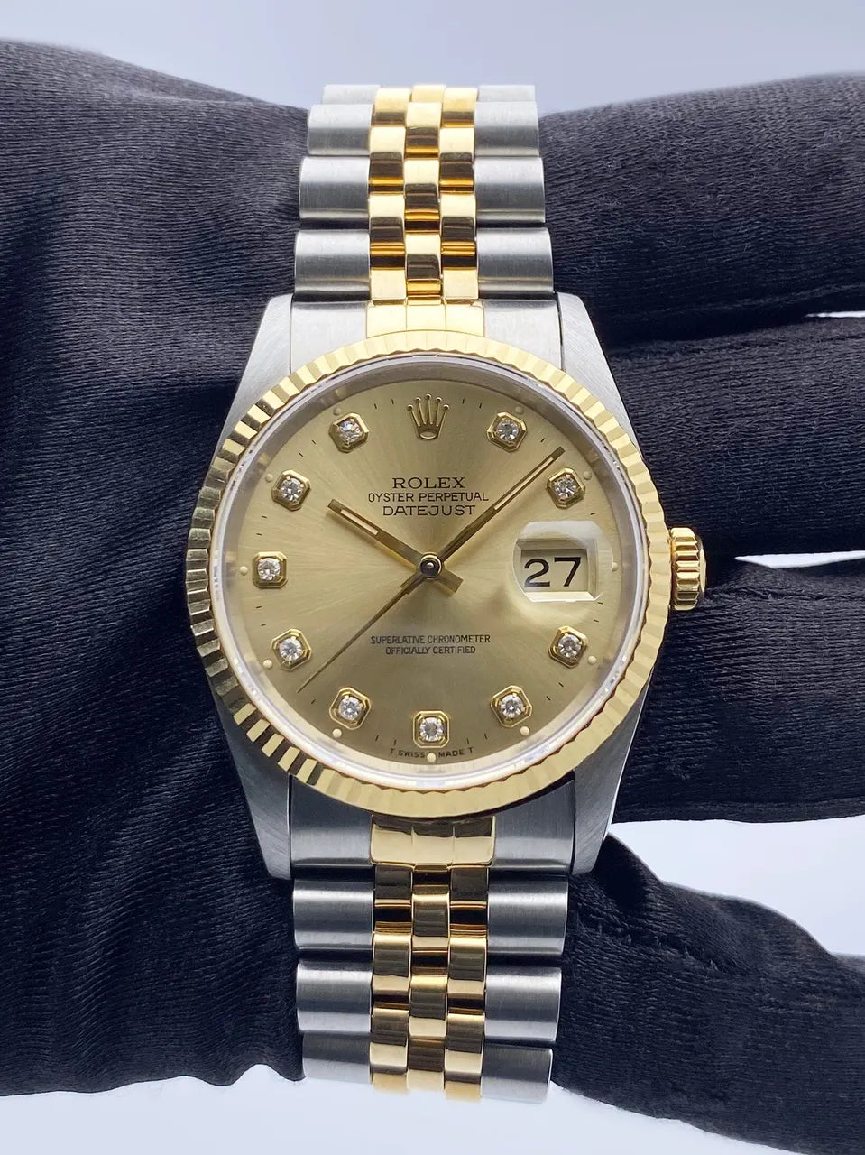 datejust two Rolex Gold Diamond Dial - Hình 2
