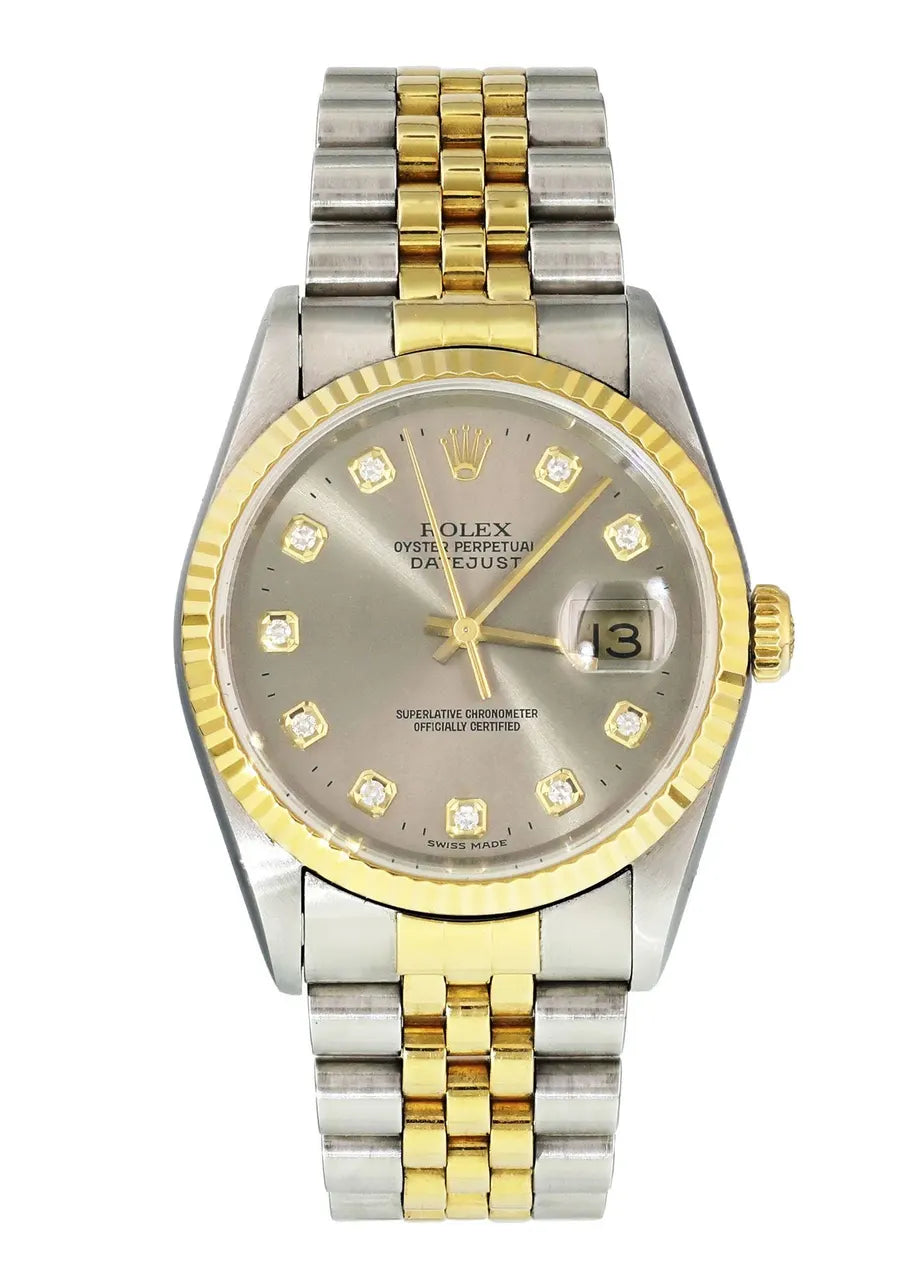 two Rolex Grey Diamond Datejust