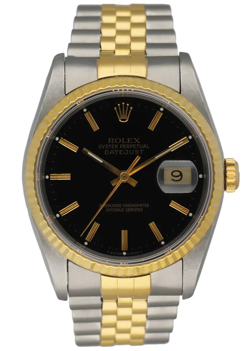 datejust Rolex Black Dial Two-Tone Jubilee