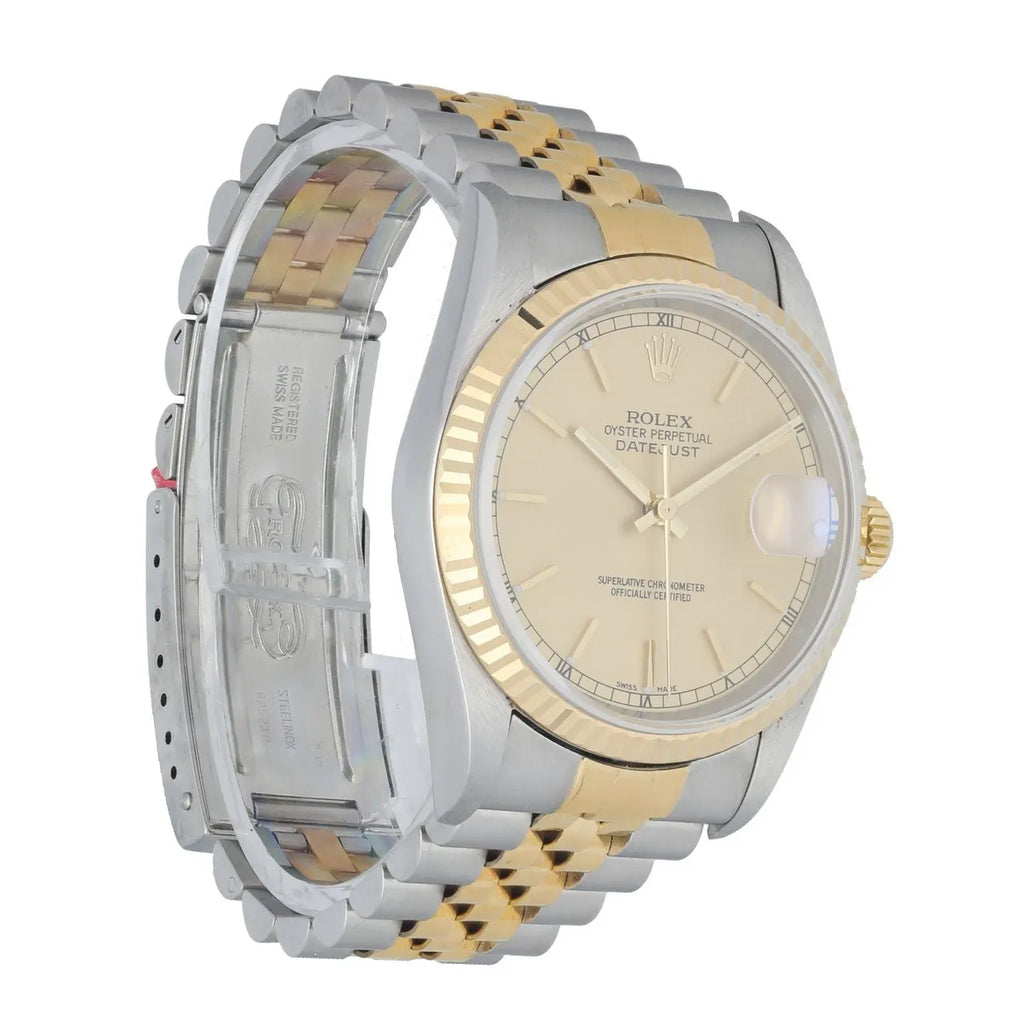 Rolex Datejust Gold Champagne Stick Dial - Hình 3