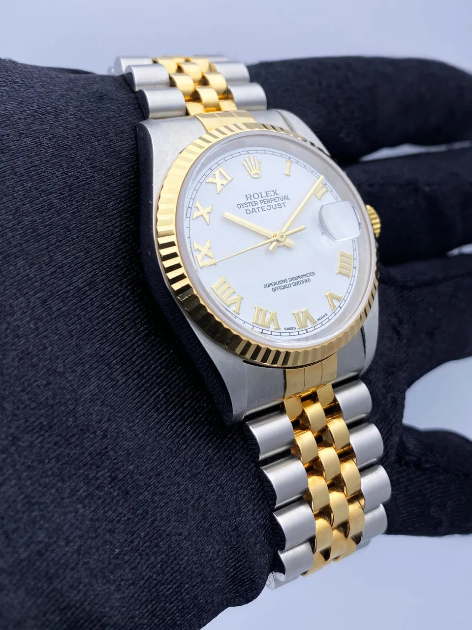 datejust Rolex Two-Tone White Roman Dial - Hình 4