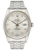 dial Rolex Steel Diamond Silver Datejust