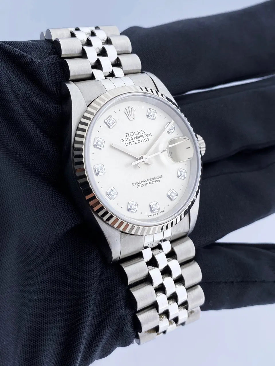 dial Rolex Datejust Silver Diamond - Hình 3