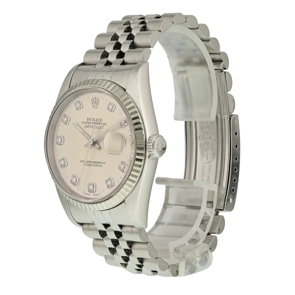 dial Rolex Silver Diamond Datejust - Hình 3