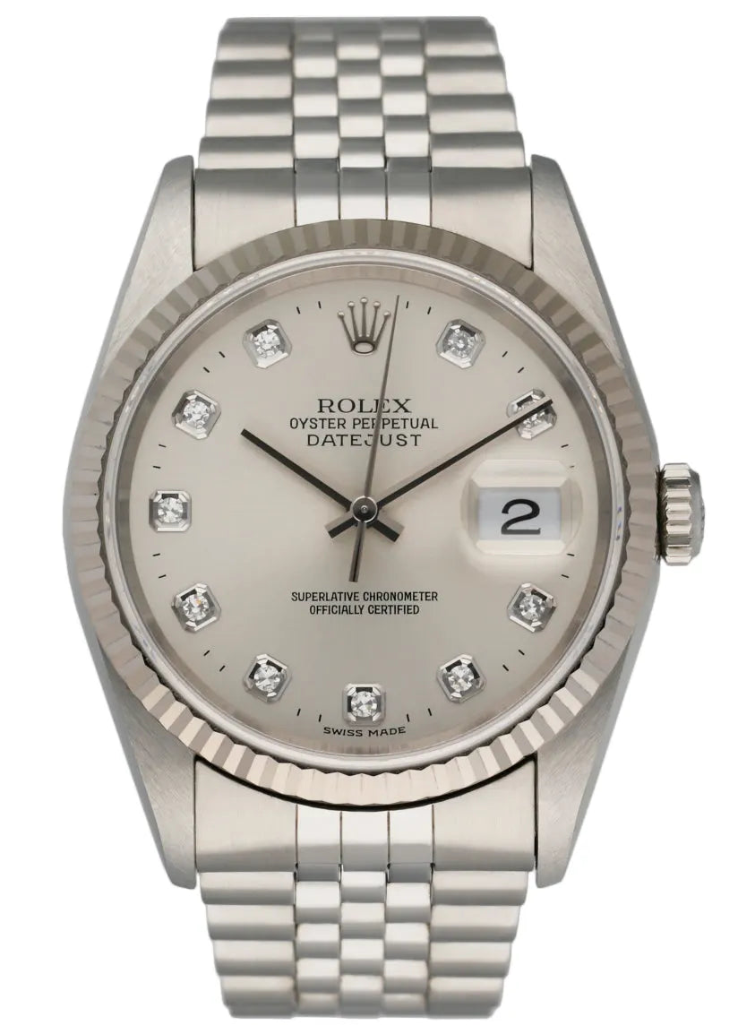 Rolex Silver Diamond Datejust Jubilee
