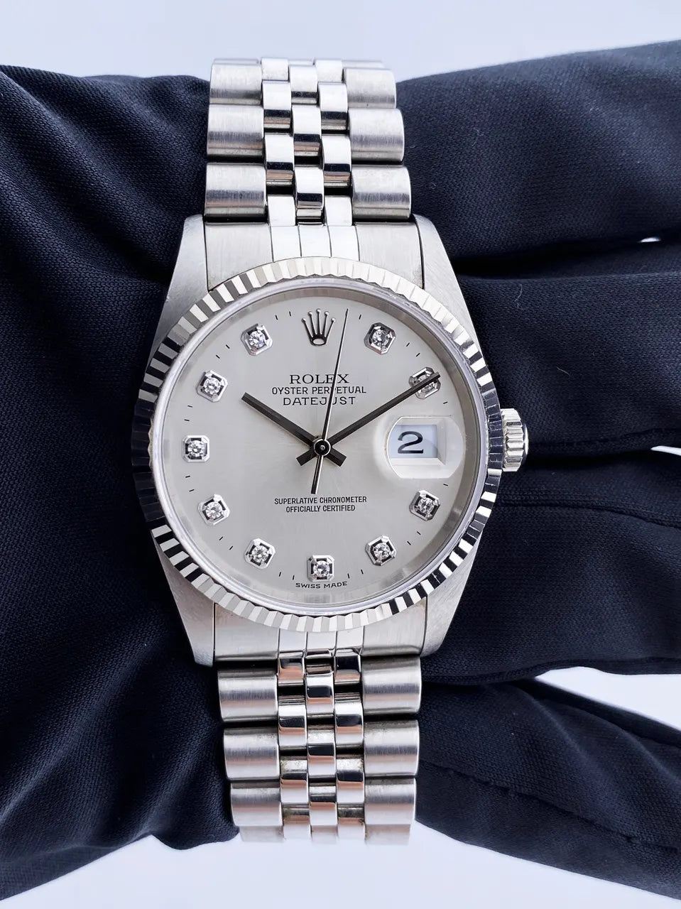 Rolex Silver Diamond Datejust Jubilee - Hình 2