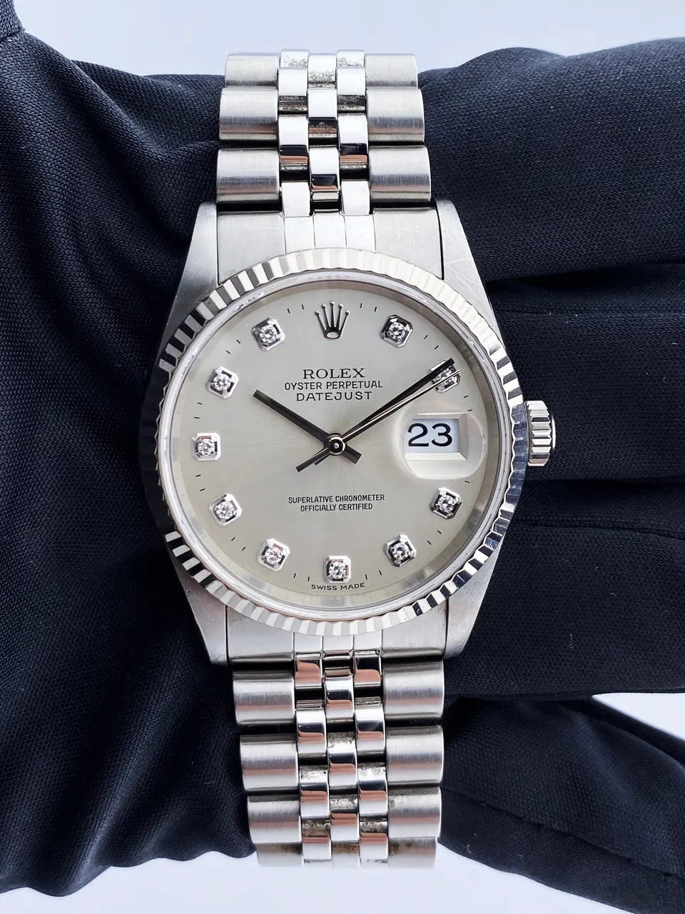 dial Rolex Datejust Silver Diamond - Hình 2