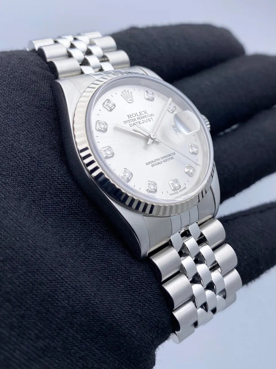 dial Rolex Steel Diamond Silver Datejust - Hình 3