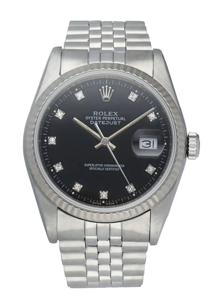 stainless Rolex Datejust Black Diamond Dial