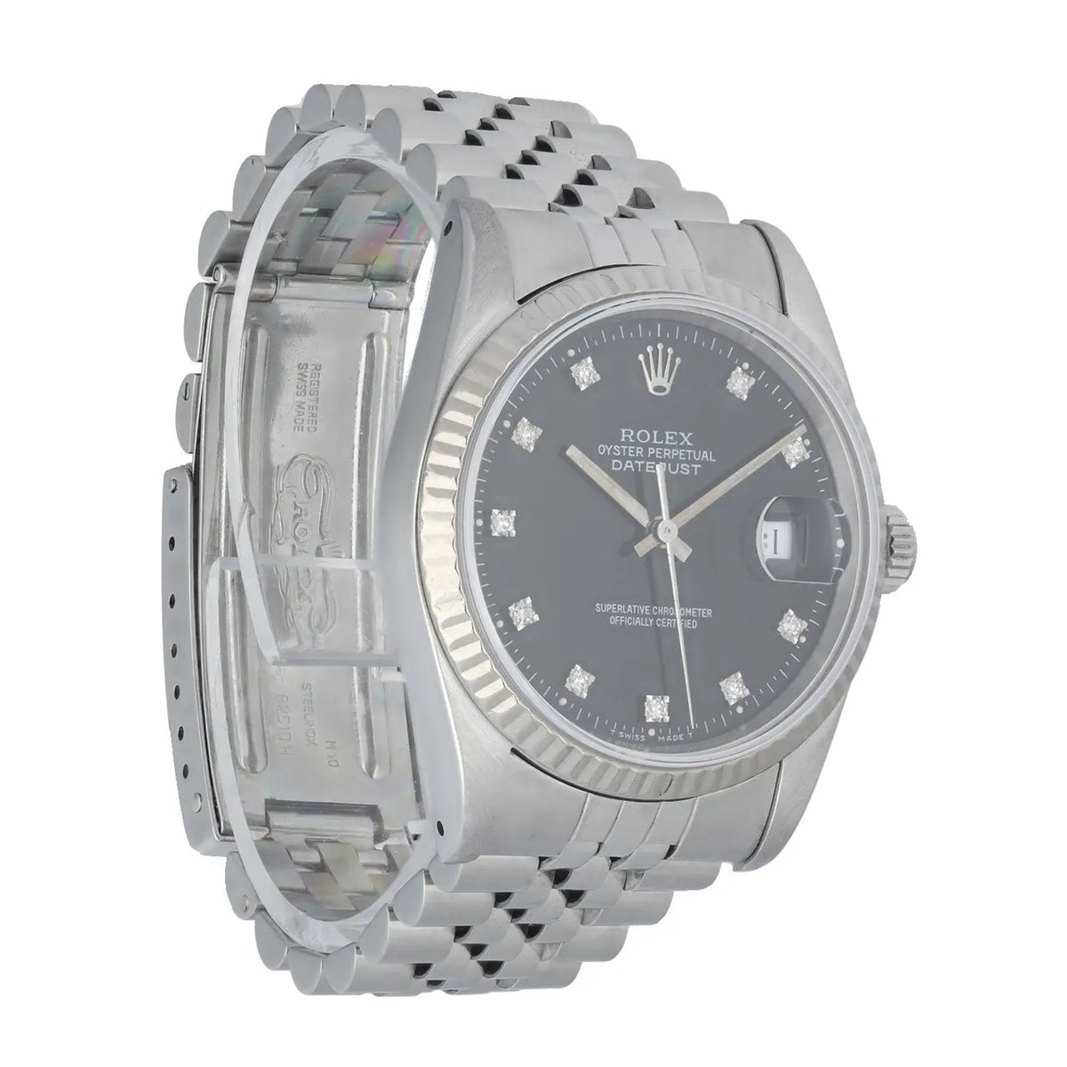stainless Rolex Datejust Black Diamond Dial - Hình 2