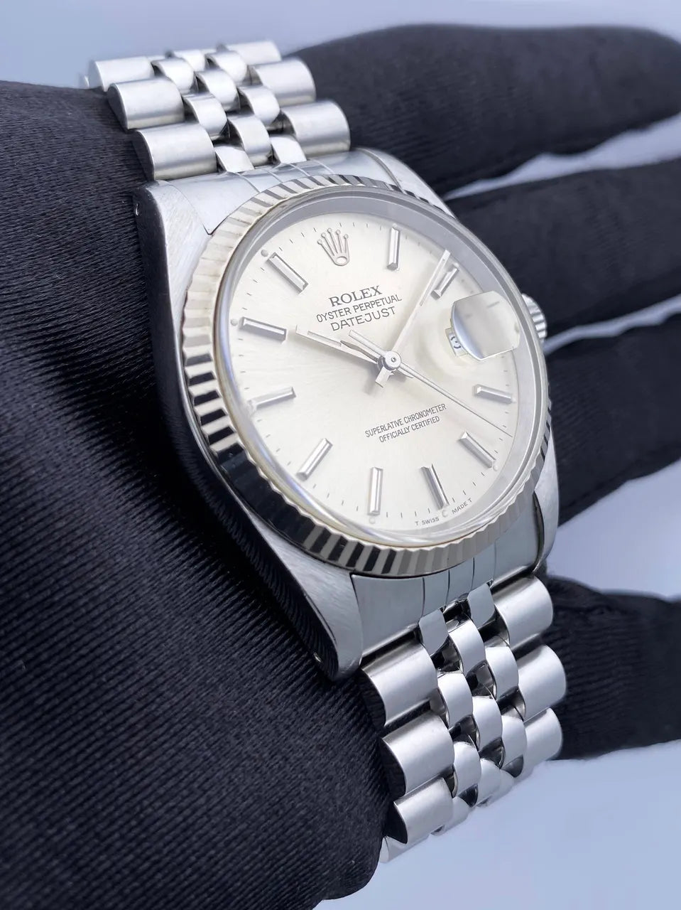 dial Rolex Silver Tapestry Datejust - Hình 3